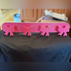Pink Barbie Bow theme Wall Hooks - pink with Rhinestones! NWT!